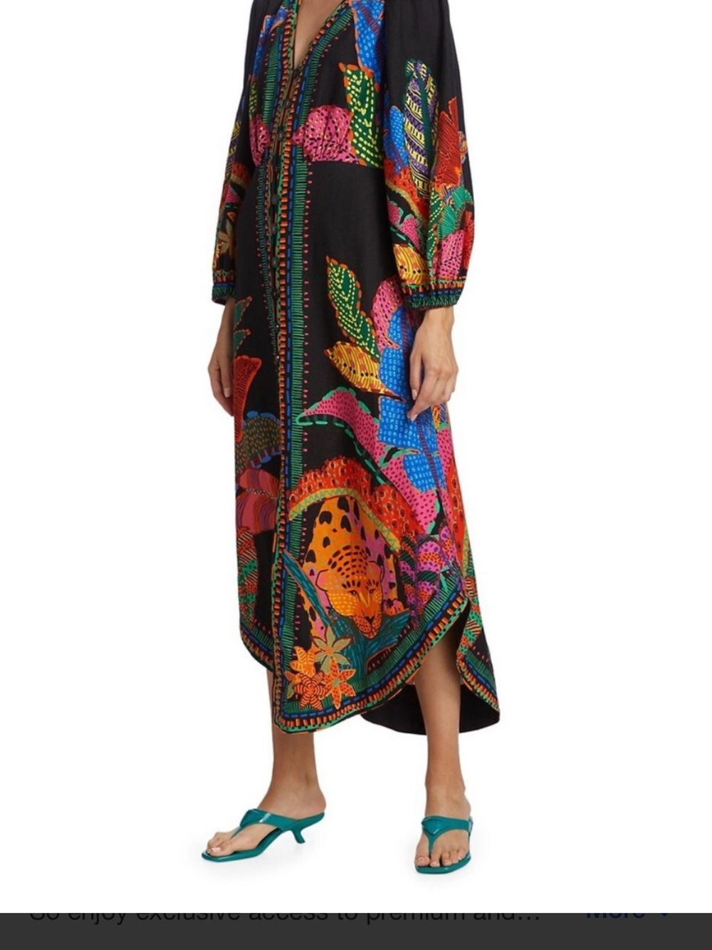 Farm Rio Black Cool Leopards Printed Button Linen Blent Maxi Dress - Picture 8 of 10